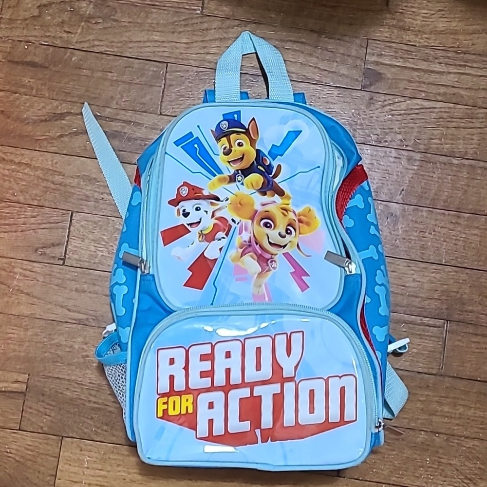 Paw Patrol BACKPACK. Ready for Action Blue two pockets straps 13x8 SCHOOL BAG‎